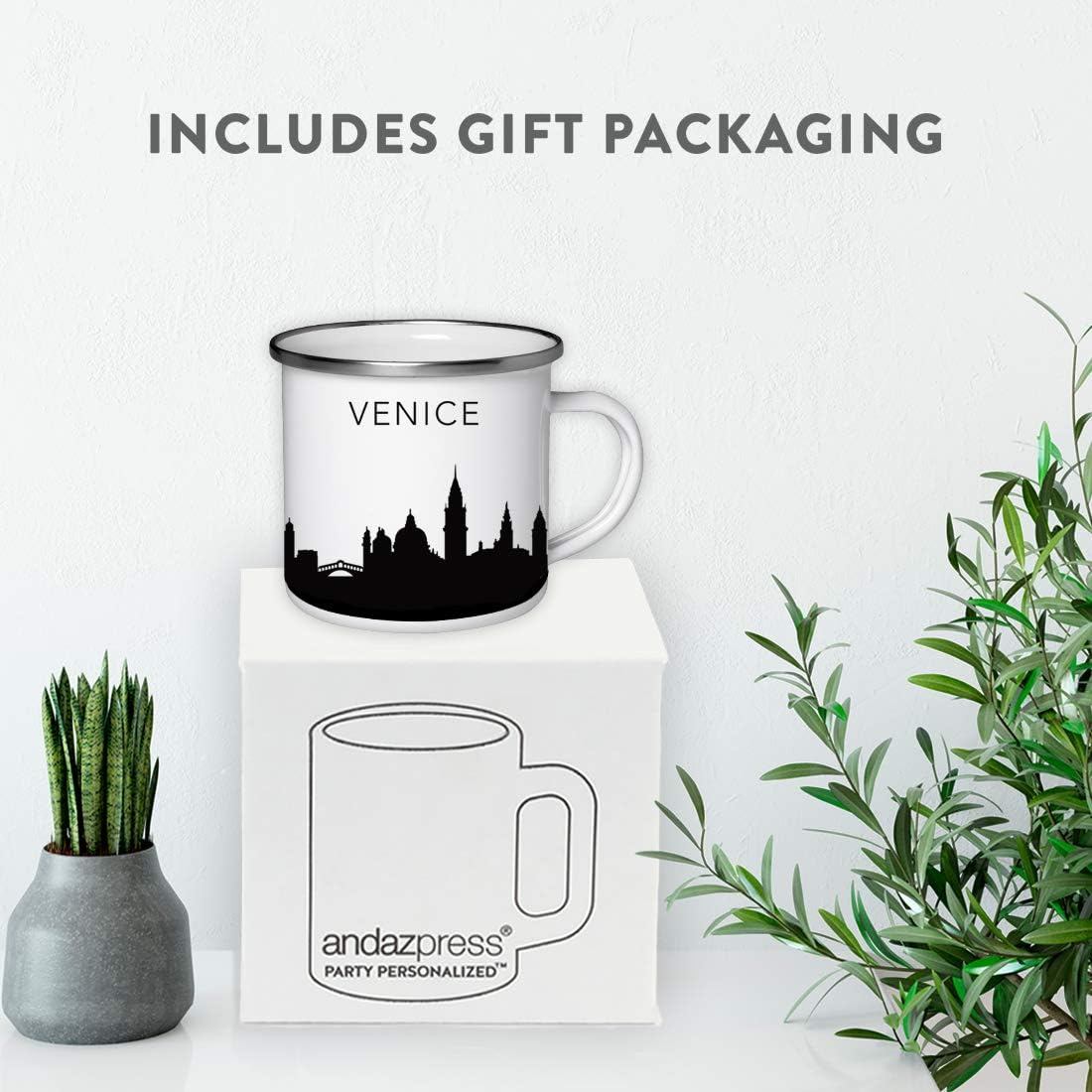 11oz. Tourist Travel Souvenir Stainless Steel Campfire Coffee Mug Gift, London Skyline, 1-Pack, Enamel Camping Cup Christmas Birthday Study Abroad Graduation, Includes Gift Box