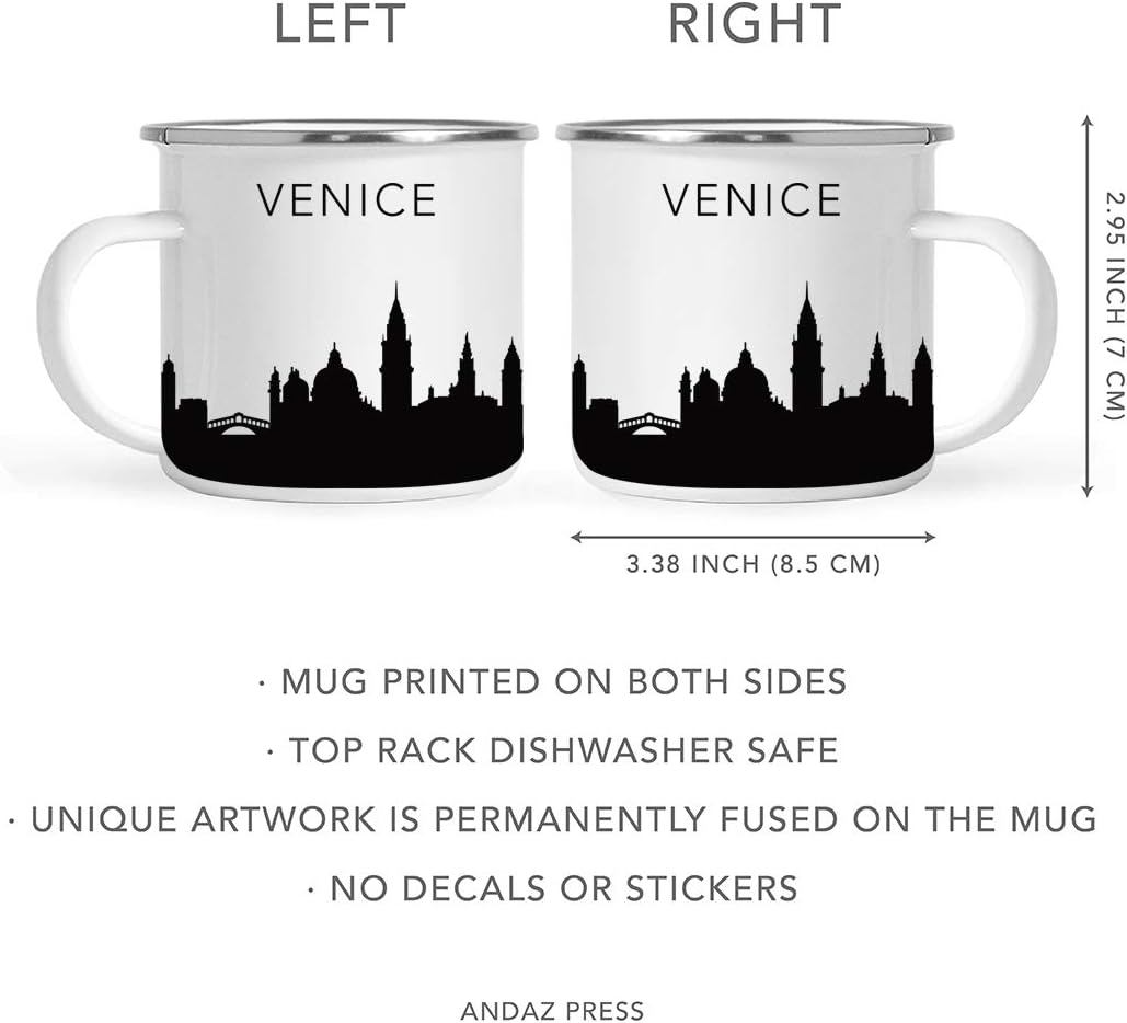 11oz. Tourist Travel Souvenir Stainless Steel Campfire Coffee Mug Gift, London Skyline, 1-Pack, Enamel Camping Cup Christmas Birthday Study Abroad Graduation, Includes Gift Box
