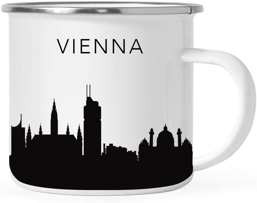 11oz. Tourist Travel Souvenir Stainless Steel Campfire Coffee Mug Gift, London Skyline, 1-Pack, Enamel Camping Cup Christmas Birthday Study Abroad Graduation, Includes Gift Box
