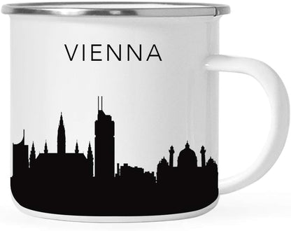 11oz. Tourist Travel Souvenir Stainless Steel Campfire Coffee Mug Gift, London Skyline, 1-Pack, Enamel Camping Cup Christmas Birthday Study Abroad Graduation, Includes Gift Box