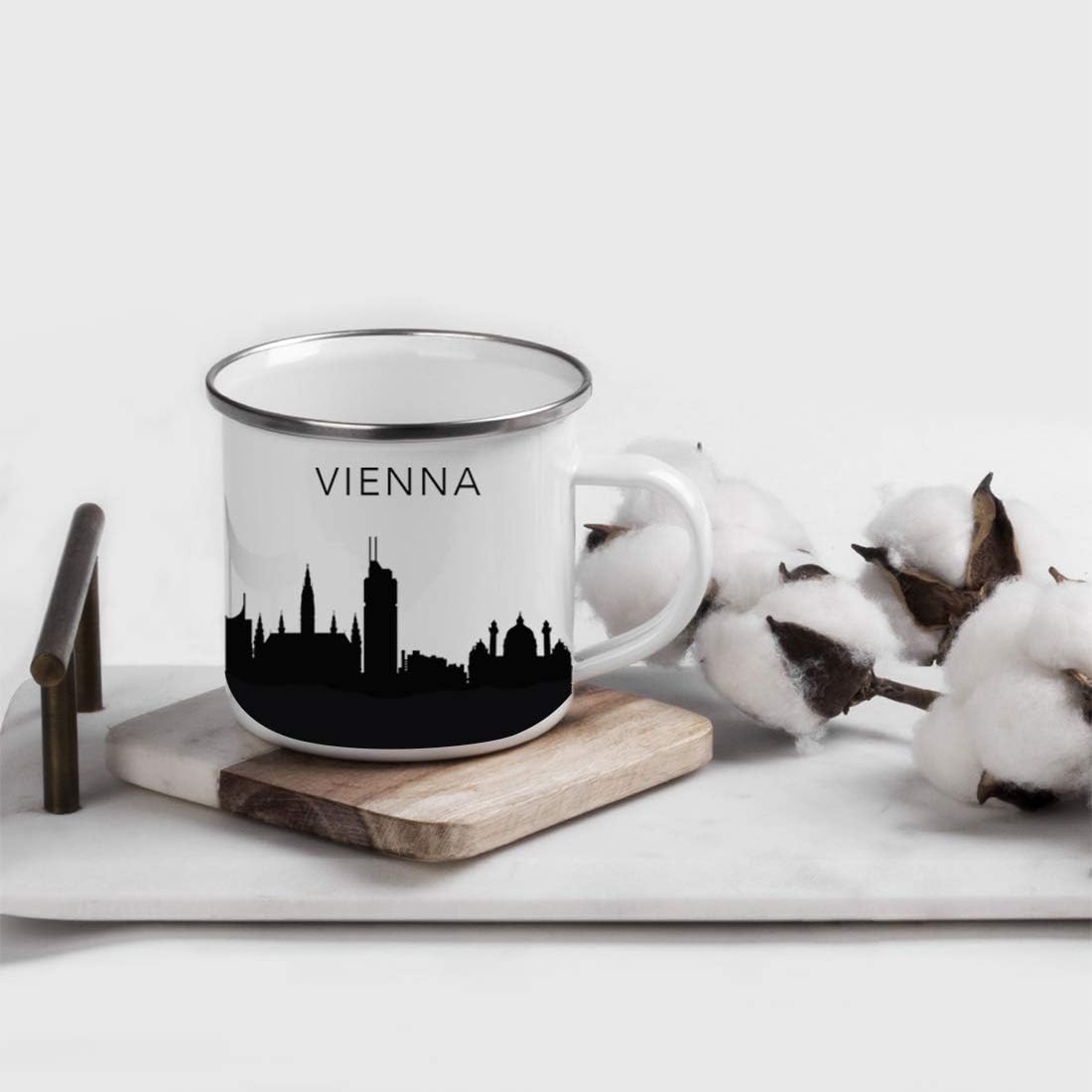 11oz. Tourist Travel Souvenir Stainless Steel Campfire Coffee Mug Gift, London Skyline, 1-Pack, Enamel Camping Cup Christmas Birthday Study Abroad Graduation, Includes Gift Box