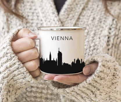 11oz. Tourist Travel Souvenir Stainless Steel Campfire Coffee Mug Gift, London Skyline, 1-Pack, Enamel Camping Cup Christmas Birthday Study Abroad Graduation, Includes Gift Box