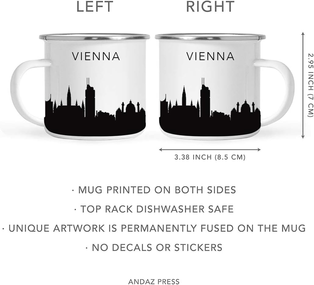 11oz. Tourist Travel Souvenir Stainless Steel Campfire Coffee Mug Gift, London Skyline, 1-Pack, Enamel Camping Cup Christmas Birthday Study Abroad Graduation, Includes Gift Box