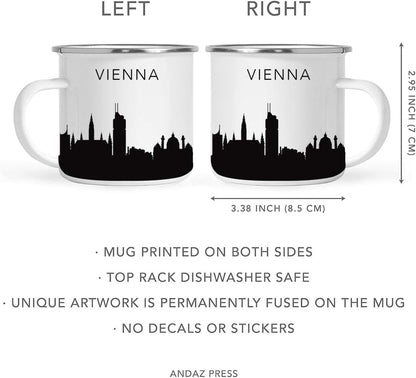 11oz. Tourist Travel Souvenir Stainless Steel Campfire Coffee Mug Gift, London Skyline, 1-Pack, Enamel Camping Cup Christmas Birthday Study Abroad Graduation, Includes Gift Box
