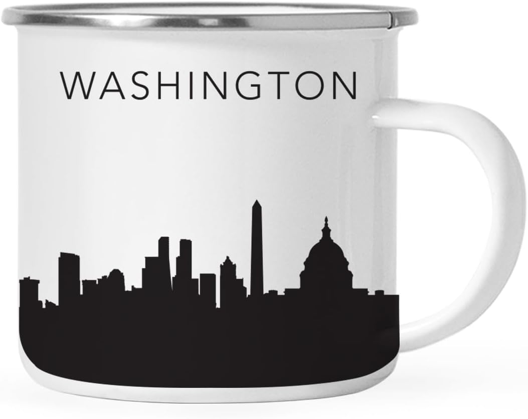 11oz. Tourist Travel Souvenir Stainless Steel Campfire Coffee Mug Gift, London Skyline, 1-Pack, Enamel Camping Cup Christmas Birthday Study Abroad Graduation, Includes Gift Box