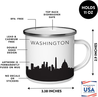 11oz. Tourist Travel Souvenir Stainless Steel Campfire Coffee Mug Gift, London Skyline, 1-Pack, Enamel Camping Cup Christmas Birthday Study Abroad Graduation, Includes Gift Box