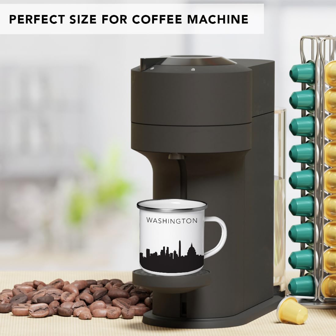 11oz. Tourist Travel Souvenir Stainless Steel Campfire Coffee Mug Gift, London Skyline, 1-Pack, Enamel Camping Cup Christmas Birthday Study Abroad Graduation, Includes Gift Box