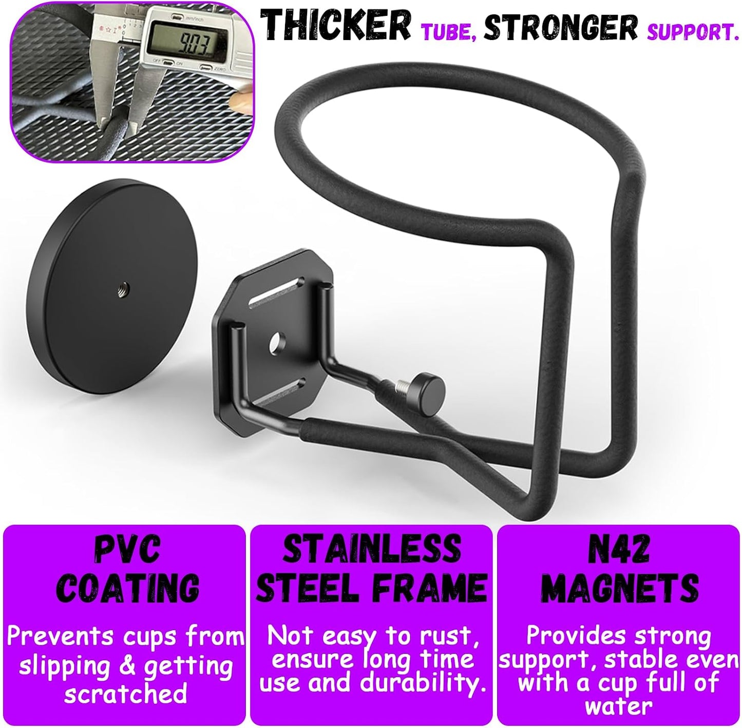 1 Pack Magnetic Cup Holder Magnetic Drink Holder Heavy Duty，Magnet Truck Cup Holders, Strong Magnet Mount Water Bottle Holders for Tractor Fridge Yacht RV Forklifts Bus on Metal Surface