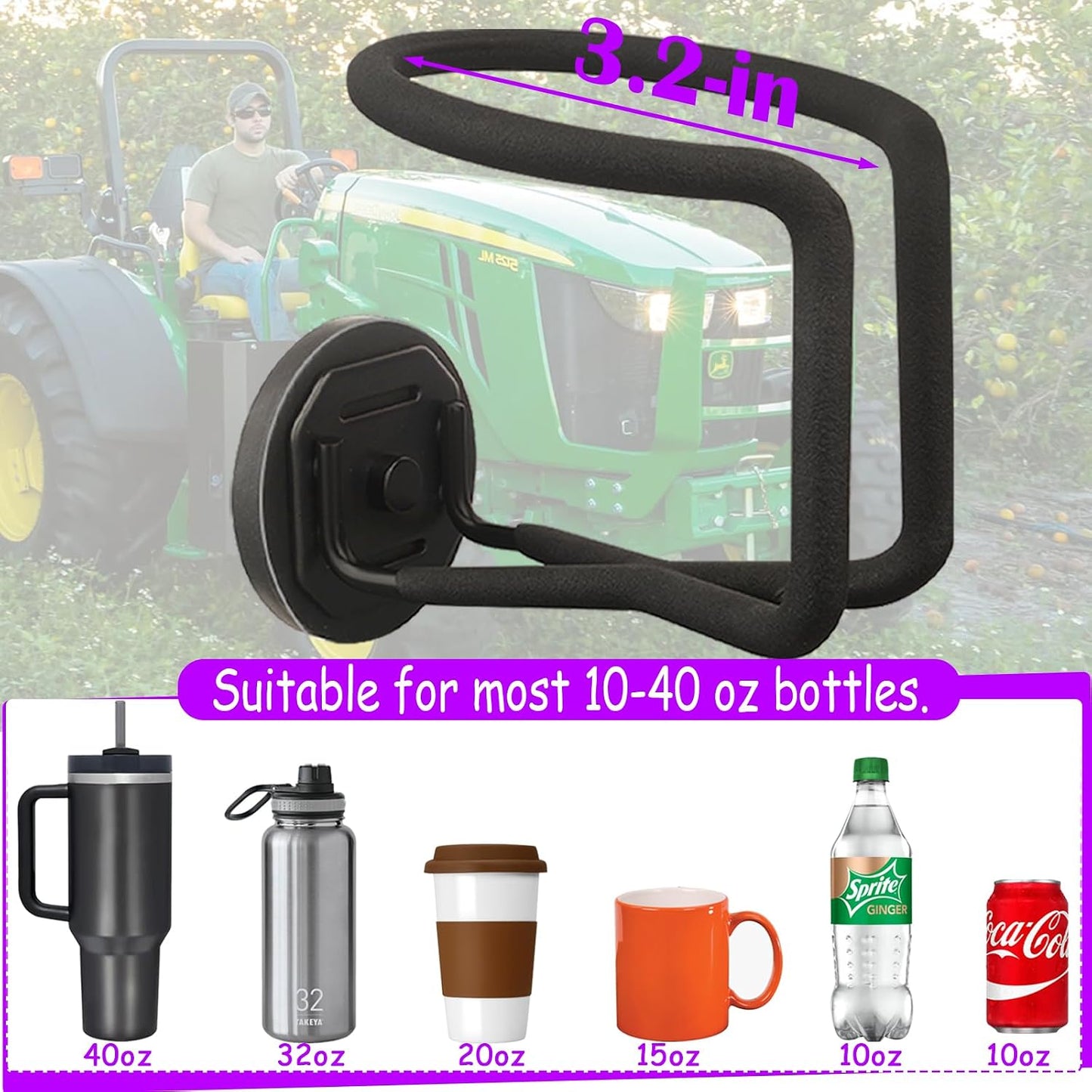 1 Pack Magnetic Cup Holder Magnetic Drink Holder Heavy Duty，Magnet Truck Cup Holders, Strong Magnet Mount Water Bottle Holders for Tractor Fridge Yacht RV Forklifts Bus on Metal Surface