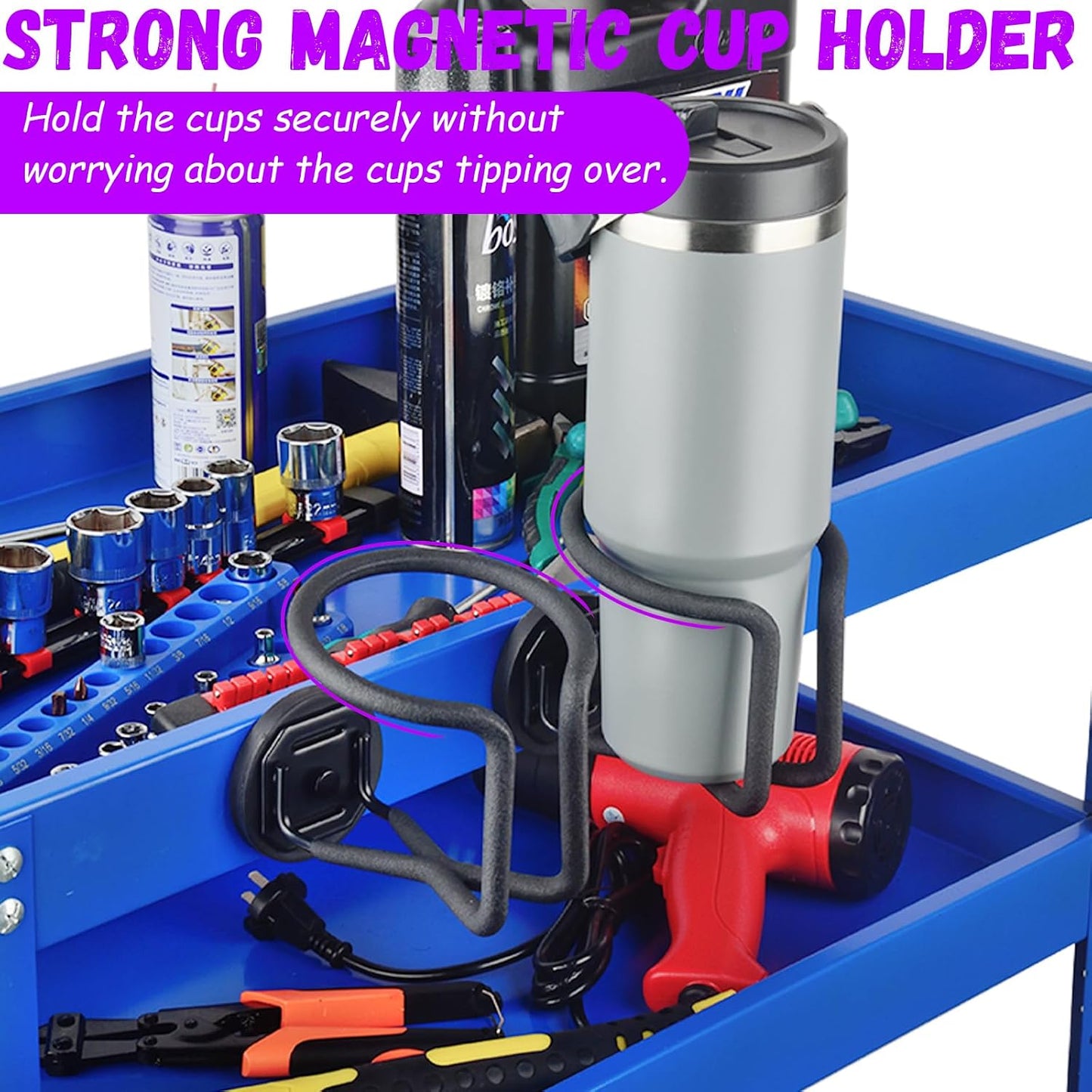 1 Pack Magnetic Cup Holder Magnetic Drink Holder Heavy Duty，Magnet Truck Cup Holders, Strong Magnet Mount Water Bottle Holders for Tractor Fridge Yacht RV Forklifts Bus on Metal Surface