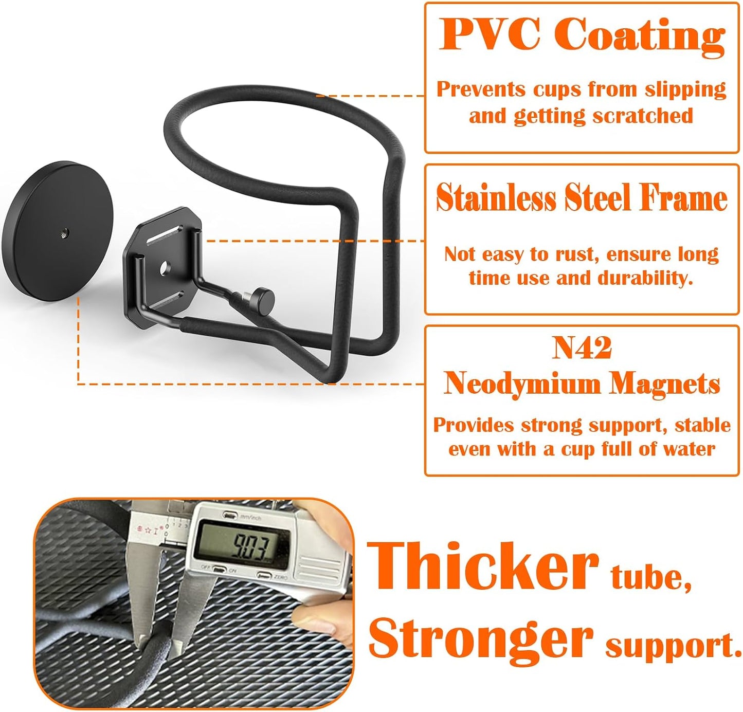 1 Pack Magnetic Cup Holder Magnetic Drink Holder Heavy Duty，Magnet Truck Cup Holders, Strong Magnet Mount Water Bottle Holders for Tractor Fridge Yacht RV Forklifts Bus on Metal Surface