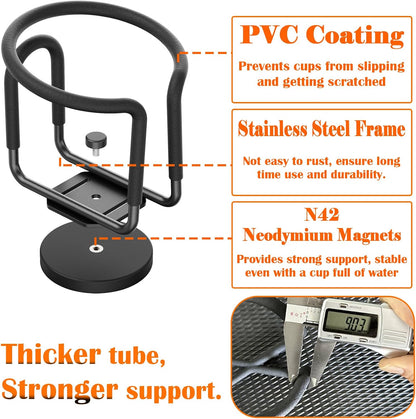 1 Pack Magnetic Cup Holder Magnetic Drink Holder Heavy Duty，Magnet Truck Cup Holders, Strong Magnet Mount Water Bottle Holders for Tractor Fridge Yacht RV Forklifts Bus on Metal Surface