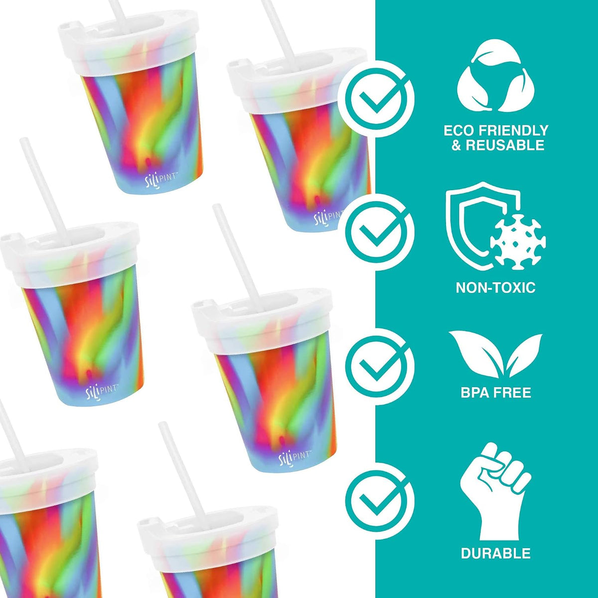 8oz Silicone Tumbler with Straw and Lid – Unbreakable, BPA Free, Non-Toxic, Dishwasher, Microwave, Freezer Safe Tumbler Cup – Drinkware for Juice, Smoothies, Coffee (Cool Berry Crush)