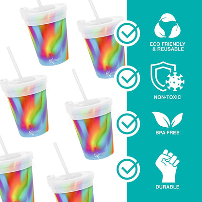 8oz Silicone Tumbler with Straw and Lid – Unbreakable, BPA Free, Non-Toxic, Dishwasher, Microwave, Freezer Safe Tumbler Cup – Drinkware for Juice, Smoothies, Coffee (Cool Berry Crush)
