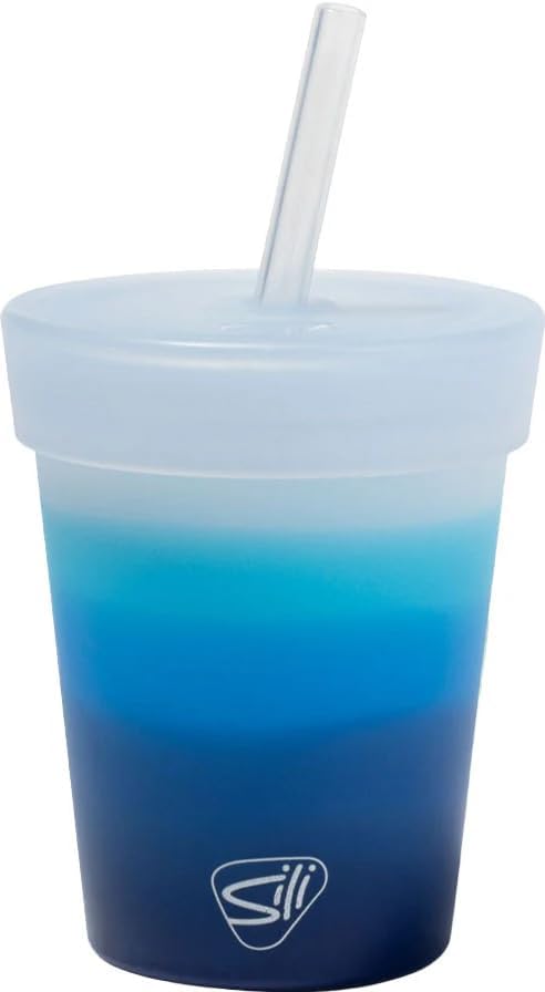 8oz Silicone Tumbler with Straw and Lid – Unbreakable, BPA Free, Non-Toxic, Dishwasher, Microwave, Freezer Safe Tumbler Cup – Drinkware for Juice, Smoothies, Coffee (Cool Berry Crush)