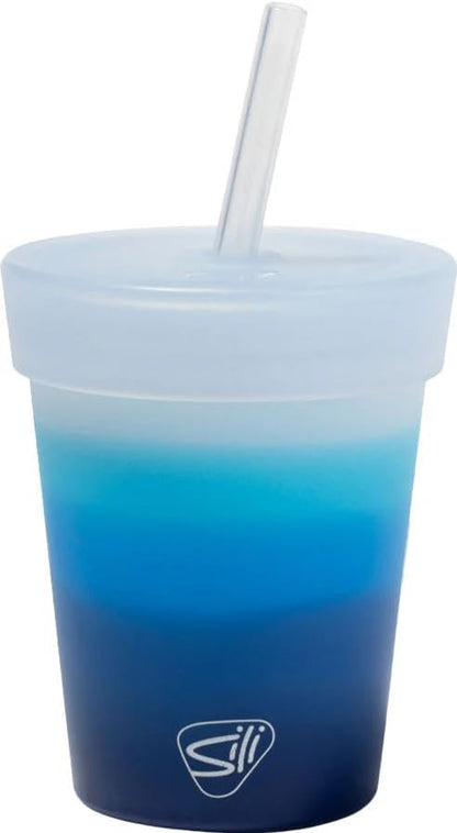 8oz Silicone Tumbler with Straw and Lid – Unbreakable, BPA Free, Non-Toxic, Dishwasher, Microwave, Freezer Safe Tumbler Cup – Drinkware for Juice, Smoothies, Coffee (Cool Berry Crush)