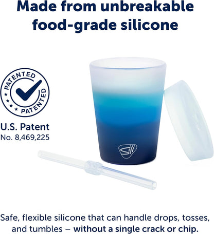 8oz Silicone Tumbler with Straw and Lid – Unbreakable, BPA Free, Non-Toxic, Dishwasher, Microwave, Freezer Safe Tumbler Cup – Drinkware for Juice, Smoothies, Coffee (Cool Berry Crush)