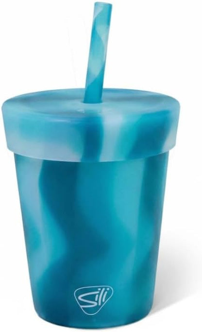 8oz Silicone Tumbler with Straw and Lid – Unbreakable, BPA Free, Non-Toxic, Dishwasher, Microwave, Freezer Safe Tumbler Cup – Drinkware for Juice, Smoothies, Coffee (Cool Berry Crush)