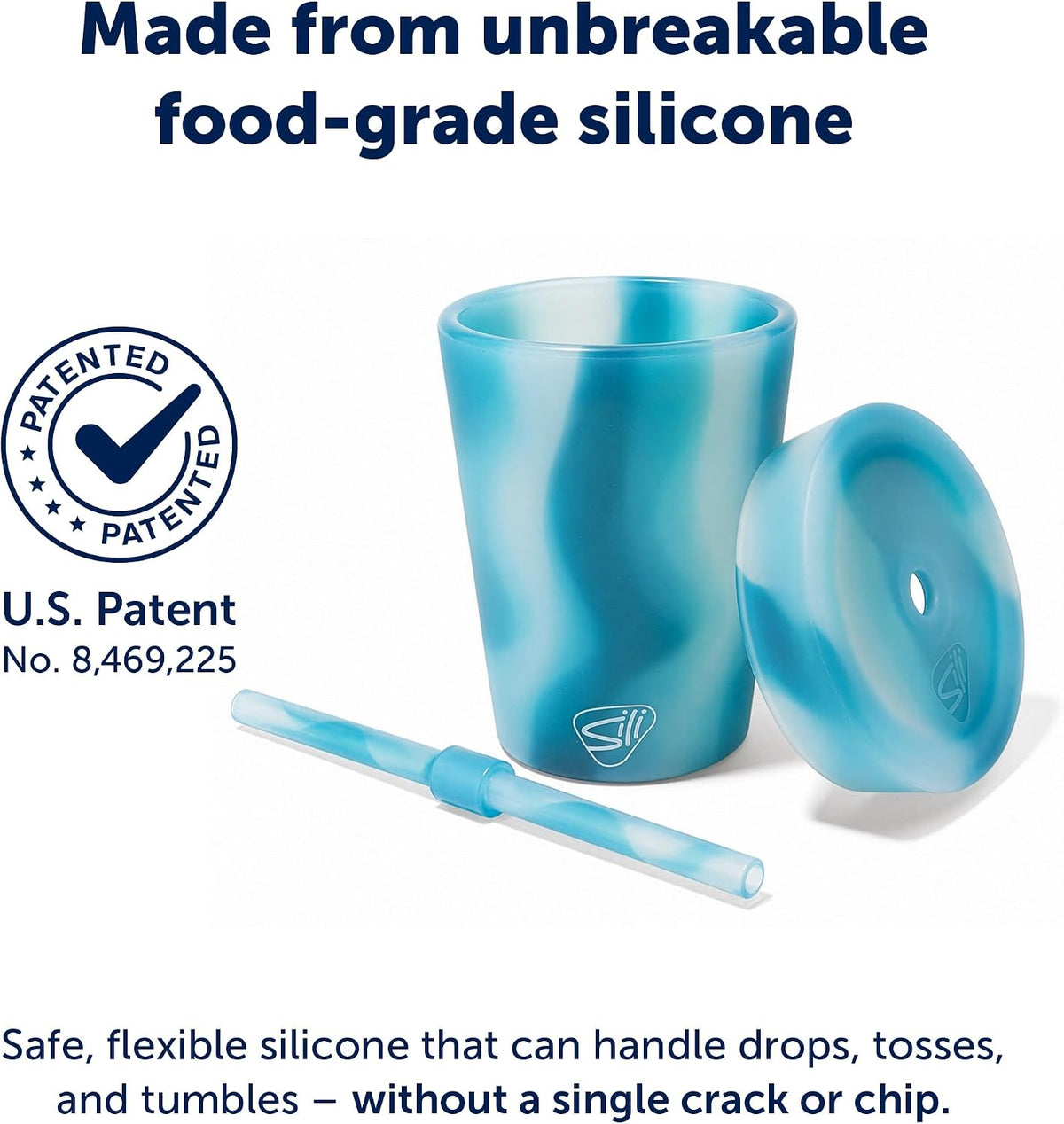 8oz Silicone Tumbler with Straw and Lid – Unbreakable, BPA Free, Non-Toxic, Dishwasher, Microwave, Freezer Safe Tumbler Cup – Drinkware for Juice, Smoothies, Coffee (Cool Berry Crush)