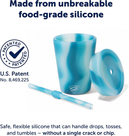 8oz Silicone Tumbler with Straw and Lid – Unbreakable, BPA Free, Non-Toxic, Dishwasher, Microwave, Freezer Safe Tumbler Cup – Drinkware for Juice, Smoothies, Coffee (Cool Berry Crush)