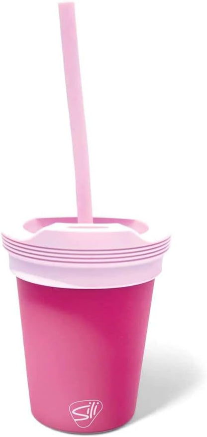 8oz Silicone Tumbler with Straw and Lid – Unbreakable, BPA Free, Non-Toxic, Dishwasher, Microwave, Freezer Safe Tumbler Cup – Drinkware for Juice, Smoothies, Coffee (Cool Berry Crush)