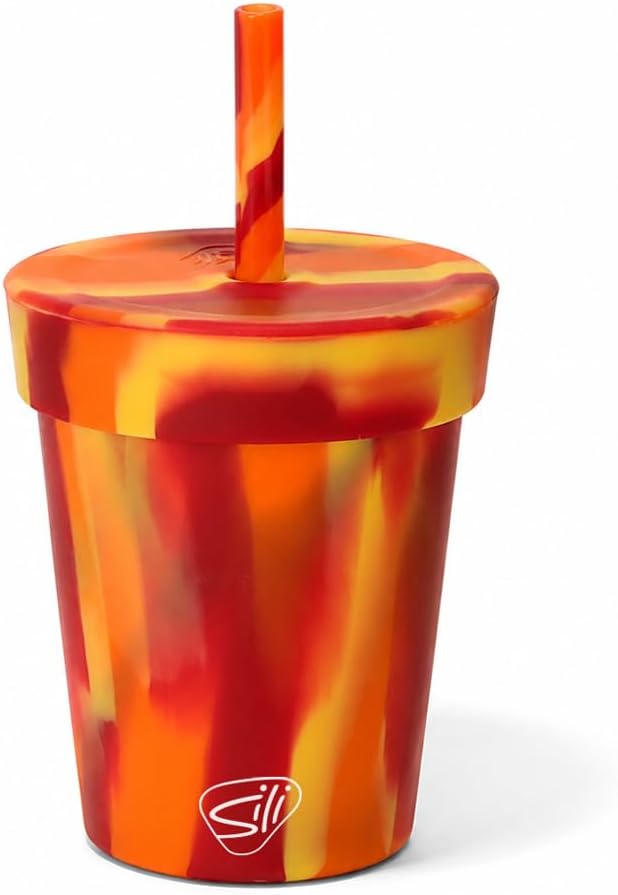 8oz Silicone Tumbler with Straw and Lid – Unbreakable, BPA Free, Non-Toxic, Dishwasher, Microwave, Freezer Safe Tumbler Cup – Drinkware for Juice, Smoothies, Coffee (Cool Berry Crush)