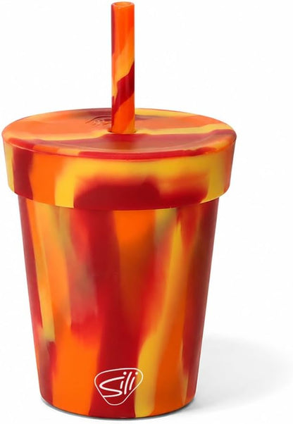8oz Silicone Tumbler with Straw and Lid – Unbreakable, BPA Free, Non-Toxic, Dishwasher, Microwave, Freezer Safe Tumbler Cup – Drinkware for Juice, Smoothies, Coffee (Cool Berry Crush)