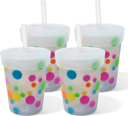 8oz Silicone Tumbler with Straw and Lid – Unbreakable, BPA Free, Non-Toxic, Dishwasher, Microwave, Freezer Safe Tumbler Cup – Drinkware for Juice, Smoothies, Coffee (Cool Berry Crush)