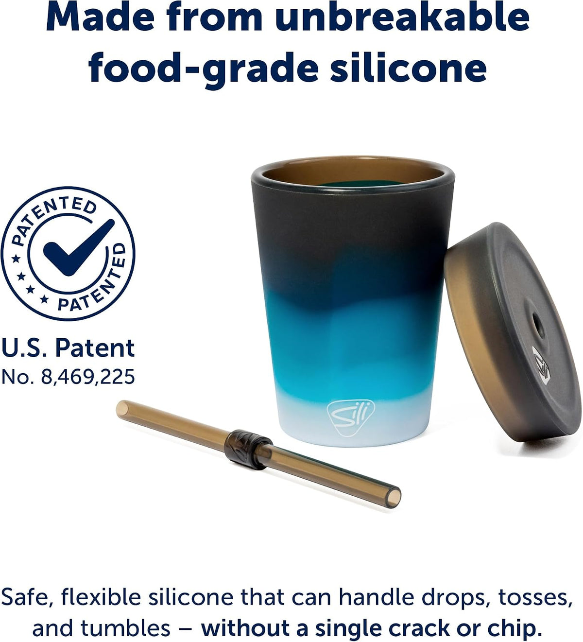 8oz Silicone Tumbler with Straw and Lid – Unbreakable, BPA Free, Non-Toxic, Dishwasher, Microwave, Freezer Safe Tumbler Cup – Drinkware for Juice, Smoothies, Coffee (Cool Berry Crush)