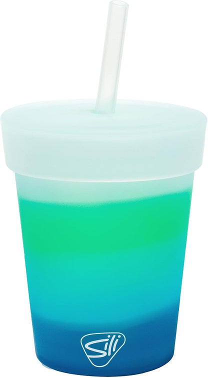 8oz Silicone Tumbler with Straw and Lid – Unbreakable, BPA Free, Non-Toxic, Dishwasher, Microwave, Freezer Safe Tumbler Cup – Drinkware for Juice, Smoothies, Coffee (Cool Berry Crush)
