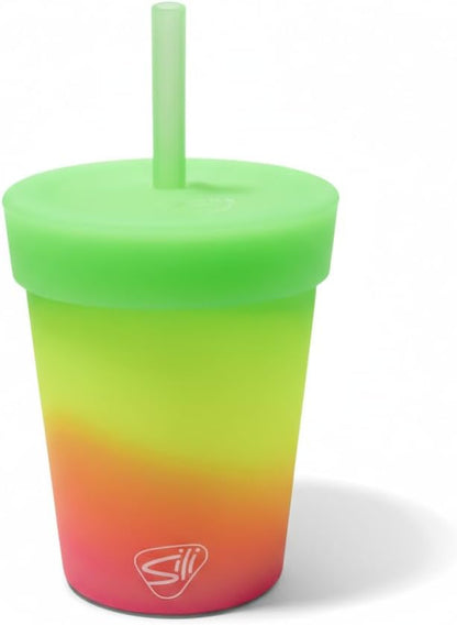 8oz Silicone Tumbler with Straw and Lid – Unbreakable, BPA Free, Non-Toxic, Dishwasher, Microwave, Freezer Safe Tumbler Cup – Drinkware for Juice, Smoothies, Coffee (Cool Berry Crush)