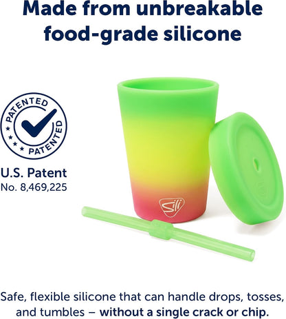 8oz Silicone Tumbler with Straw and Lid – Unbreakable, BPA Free, Non-Toxic, Dishwasher, Microwave, Freezer Safe Tumbler Cup – Drinkware for Juice, Smoothies, Coffee (Cool Berry Crush)