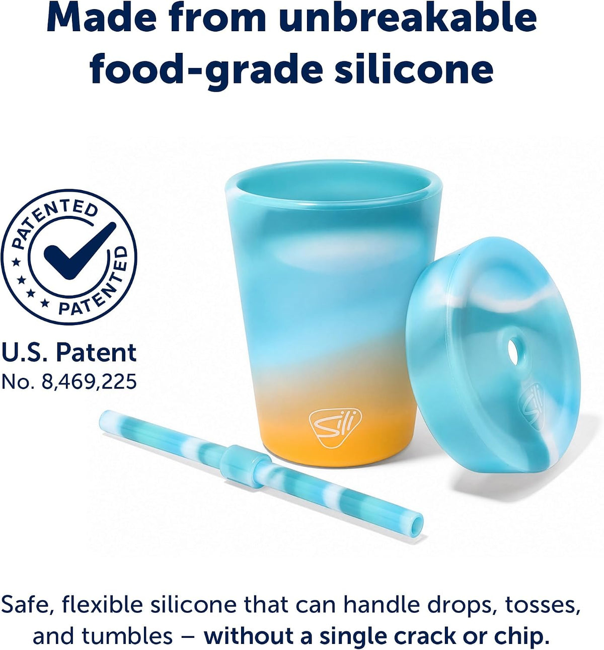 8oz Silicone Tumbler with Straw and Lid – Unbreakable, BPA Free, Non-Toxic, Dishwasher, Microwave, Freezer Safe Tumbler Cup – Drinkware for Juice, Smoothies, Coffee (Cool Berry Crush)