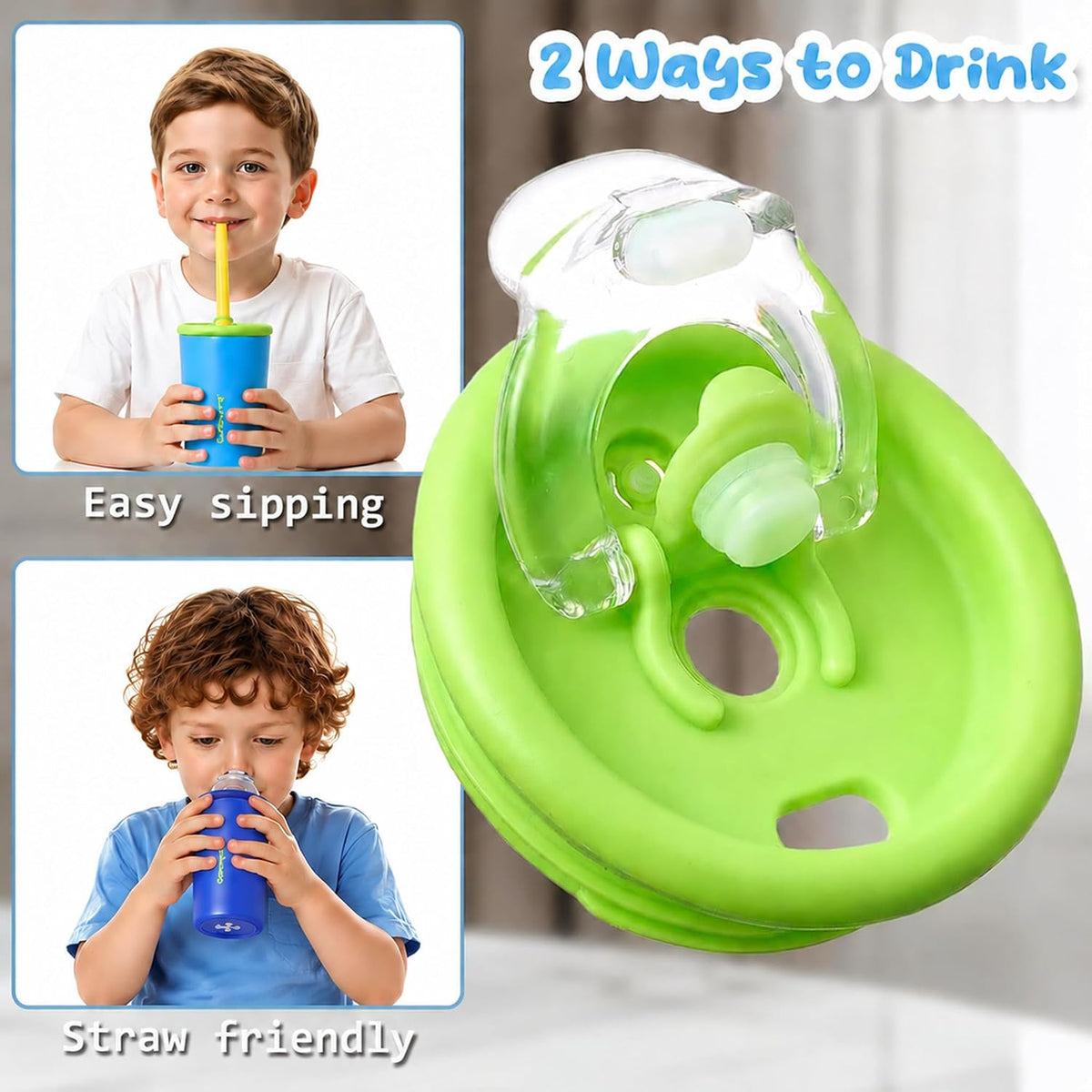 ® 2 PACK Kids Double Walled Stainless Steel Cups with Straws and lids | 12 oz Spill-Proof Sippy Smoothie Tumbler Set, Small Kids Snack & Drink Water Cups, BPA-Free (Age: 3+ years old & up)