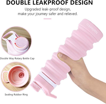 Collapsible Water Bottle, 26oz Silicone Foldable Water Bottles