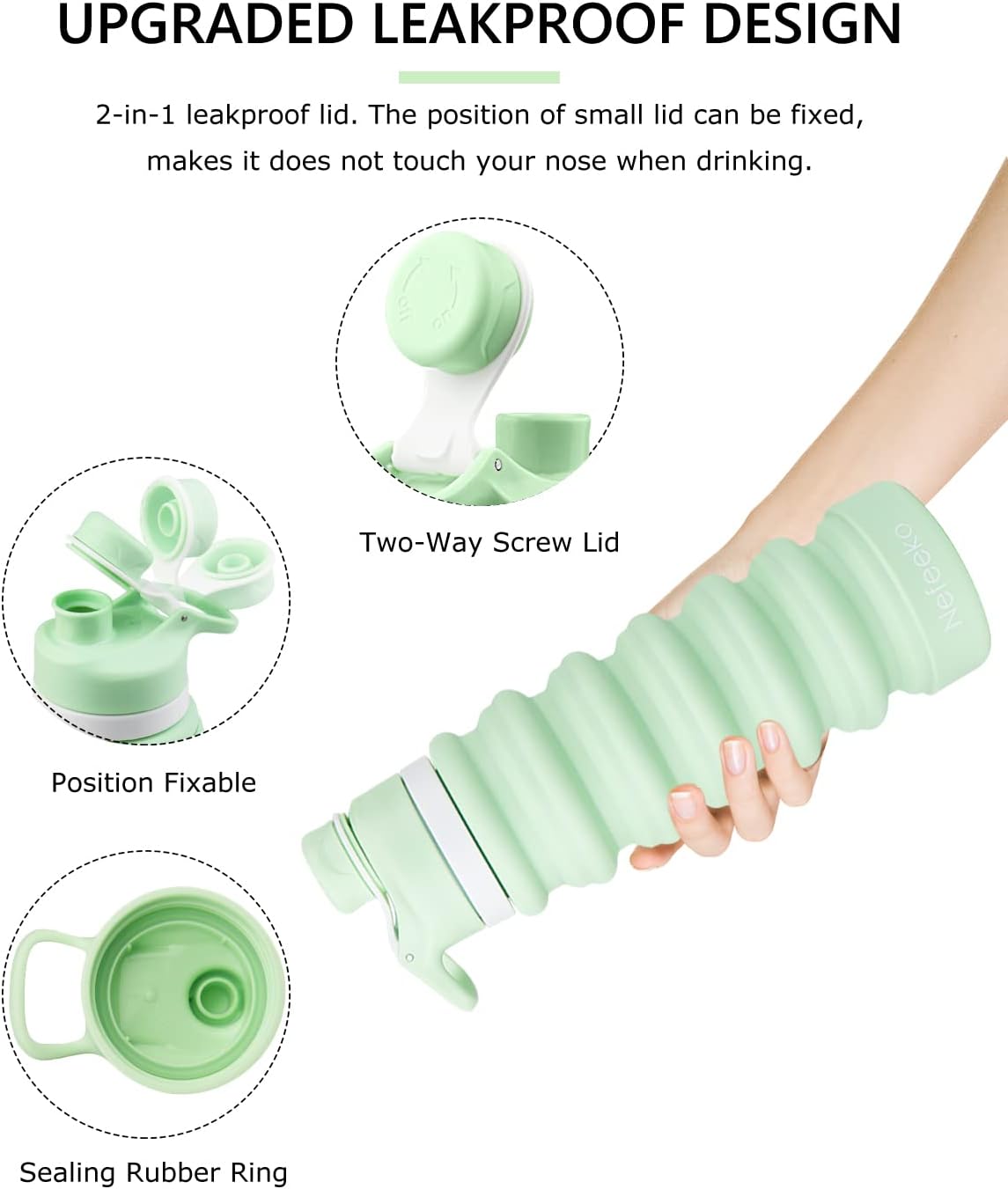 Collapsible Water Bottle, 26oz Silicone Foldable Water Bottles