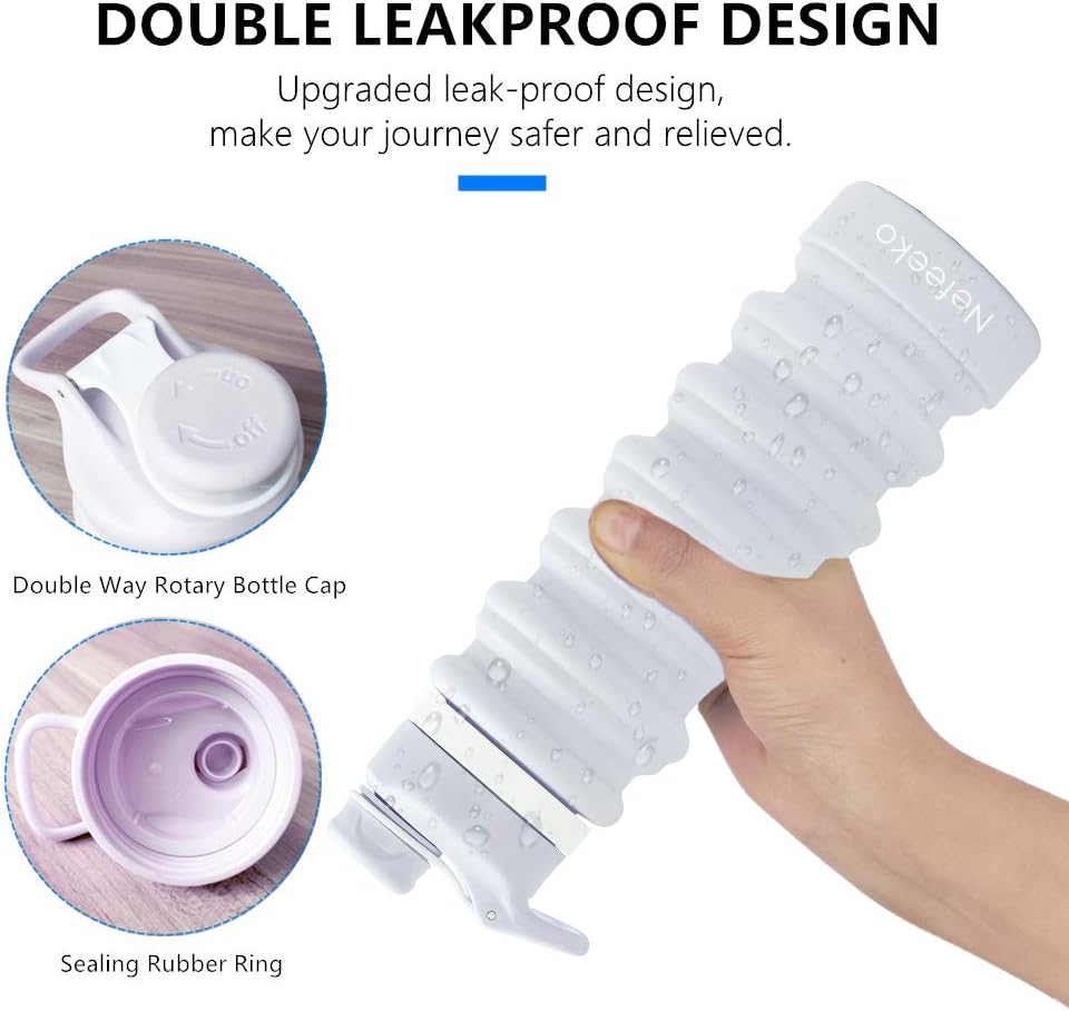 Collapsible Water Bottle, 26oz Silicone Foldable Water Bottles
