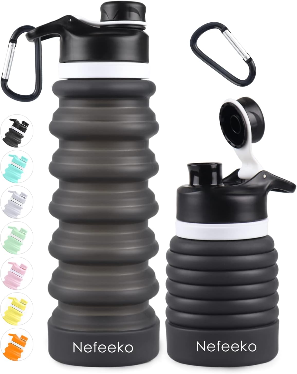 Collapsible Water Bottle, 26oz Silicone Foldable Water Bottles