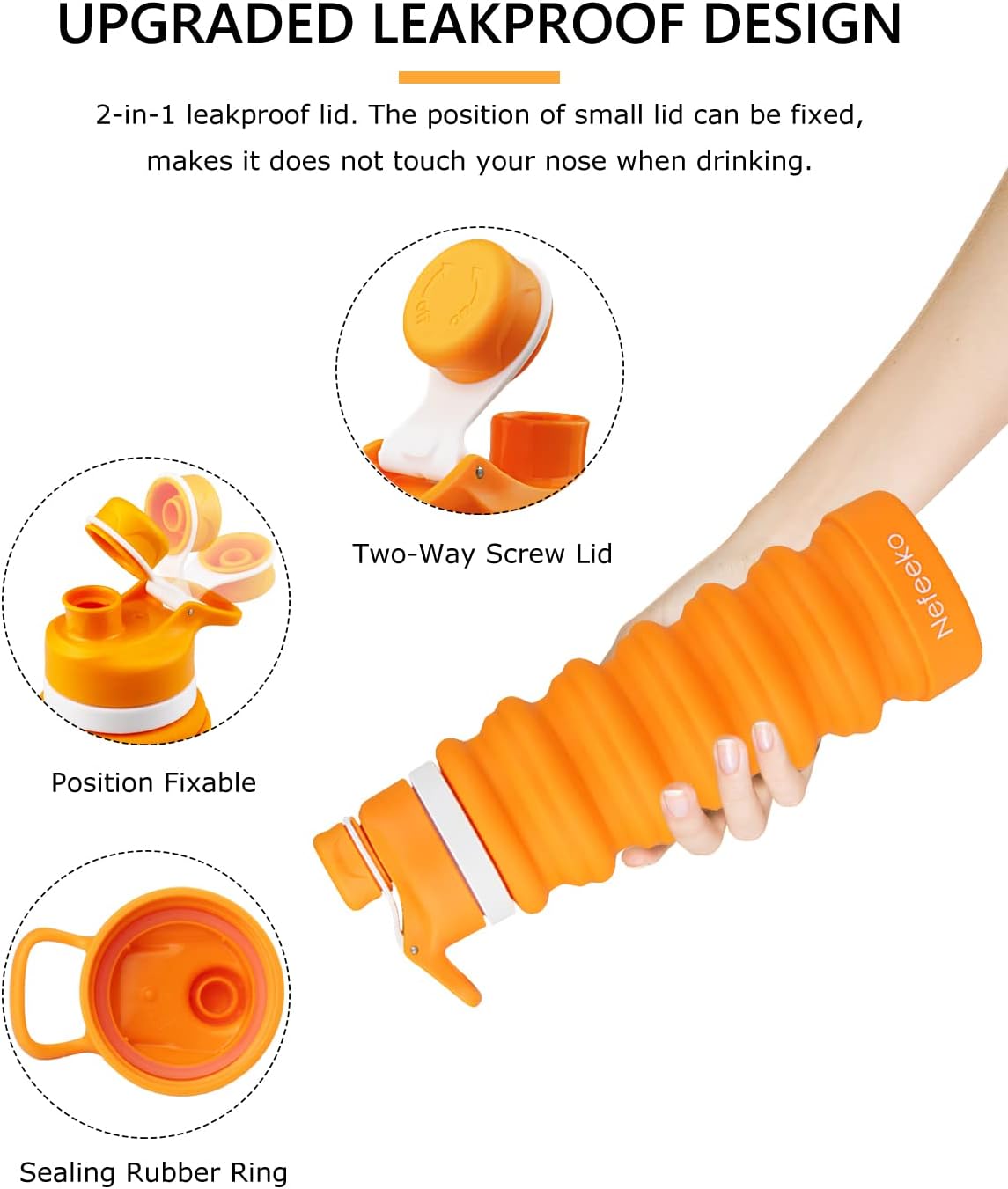 Collapsible Water Bottle, 26oz Silicone Foldable Water Bottles