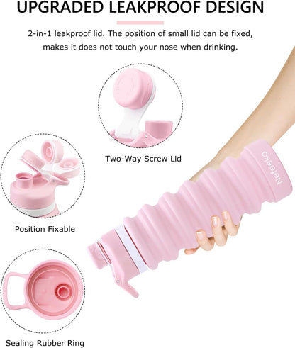 Collapsible Water Bottle, 26oz Silicone Foldable Water Bottles