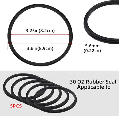 5 Pcs 30oz Black Rubber Replacement Lid Seal Gaskets