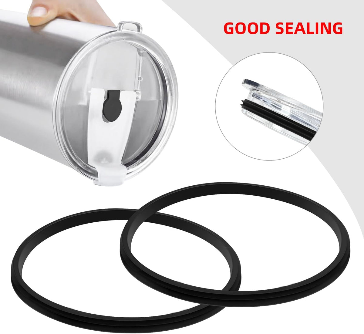 5 Pcs 30oz Black Rubber Replacement Lid Seal Gaskets