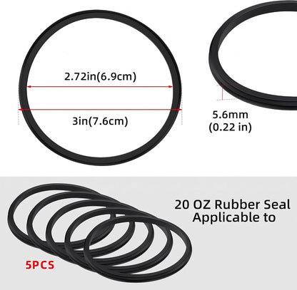 5 Pcs 30oz Black Rubber Replacement Lid Seal Gaskets
