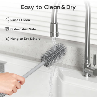 Silicone Cleaning Brush Kit,Water Bottle and Straw Cleaner Brush Set for Tumbler,Baby Bottle,Breast Pump Part,Nipple,Sippy Cup,Glass,Dishwasher Safe,BPA Free,3 Pcs