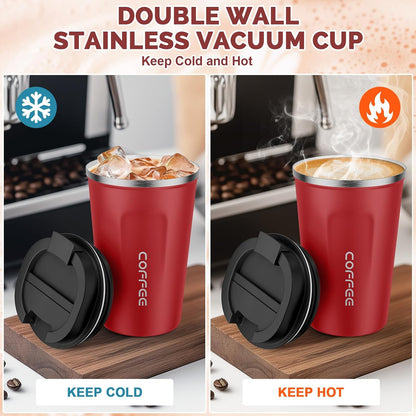 CS COSDDI 12 oz Coffee mug - Stainless Steel Coffee Cup with Leakproof Lid | Stainless Steel Double-wall insulation, 6-Hour Heat Retention, 360°Leak proof, BPA-free, Reusable And To Go Coffee Mug