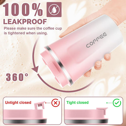 CS COSDDI 12 oz Coffee mug - Stainless Steel Coffee Cup with Leakproof Lid | Stainless Steel Double-wall insulation, 6-Hour Heat Retention, 360°Leak proof, BPA-free, Reusable And To Go Coffee Mug