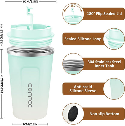 CS COSDDI 12 oz Coffee mug - Stainless Steel Coffee Cup with Leakproof Lid | Stainless Steel Double-wall insulation, 6-Hour Heat Retention, 360°Leak proof, BPA-free, Reusable And To Go Coffee Mug