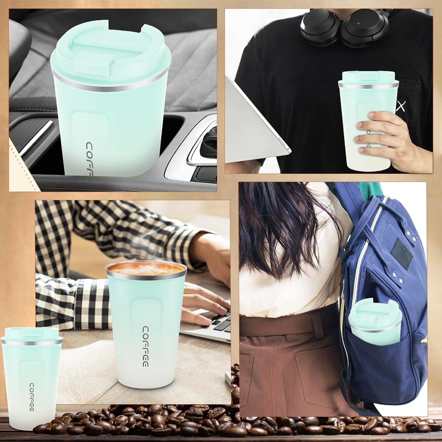 CS COSDDI 12 oz Coffee mug - Stainless Steel Coffee Cup with Leakproof Lid | Stainless Steel Double-wall insulation, 6-Hour Heat Retention, 360°Leak proof, BPA-free, Reusable And To Go Coffee Mug