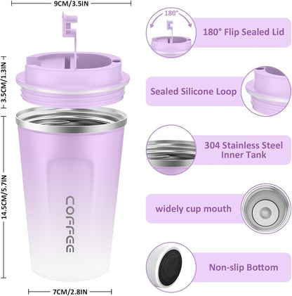 CS COSDDI 12 oz Coffee mug - Stainless Steel Coffee Cup with Leakproof Lid | Stainless Steel Double-wall insulation, 6-Hour Heat Retention, 360°Leak proof, BPA-free, Reusable And To Go Coffee Mug
