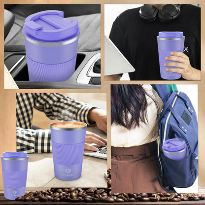 CS COSDDI 12 oz Coffee mug - Stainless Steel Coffee Cup with Leakproof Lid | Stainless Steel Double-wall insulation, 6-Hour Heat Retention, 360°Leak proof, BPA-free, Reusable And To Go Coffee Mug
